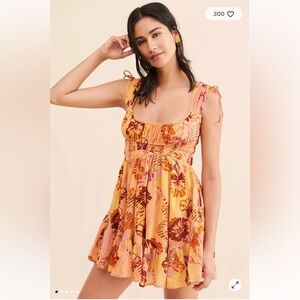 Free People Vernon Floral Orange mini dress size L
